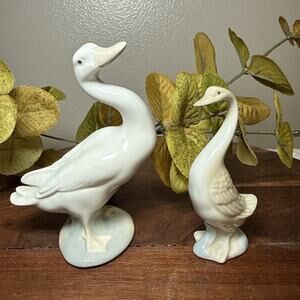 Vintage Lladró Goose Figurines Pair #4552 #4553 Hand Made Spain Set